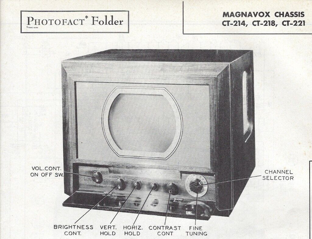 1949 Magnavox CT-214 218 221 Television Tv Photofact Manual CT214 CT218 CT221