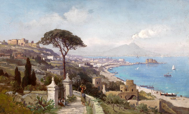 Oil painting Beautiful Mediterranean sea landscape handpainted canvas