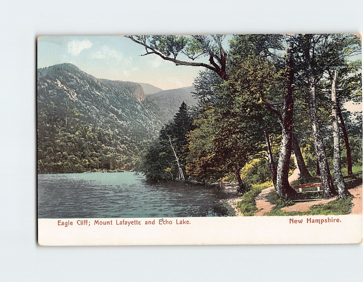 Postcard Eagle Cliff Mount Lafayette & Echo Lake NH USA