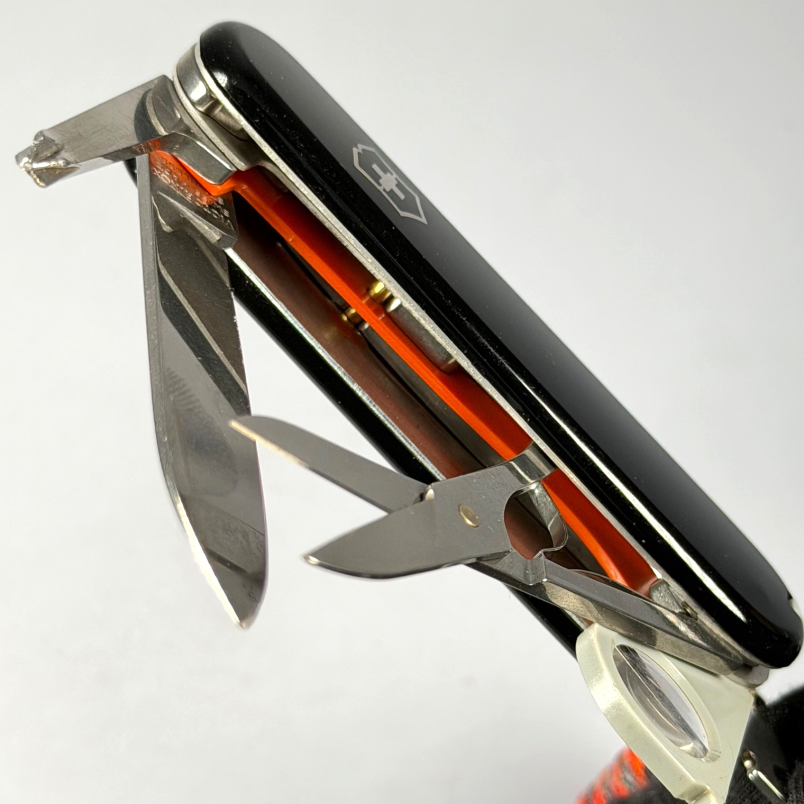 RedEdge Modified Victorinox Yeoman Black Plus Scales Orange Liner