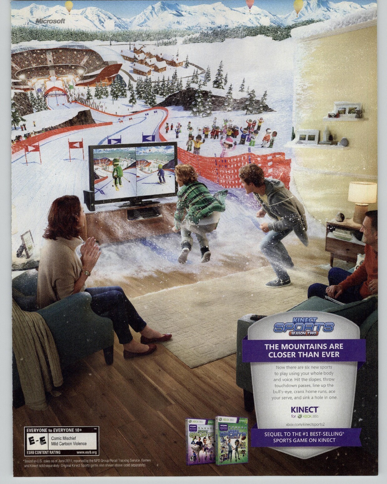 Kinect Sports Season 2 Xbox 360 Kinect Video Game Art 2012 Print Ad/Poster 