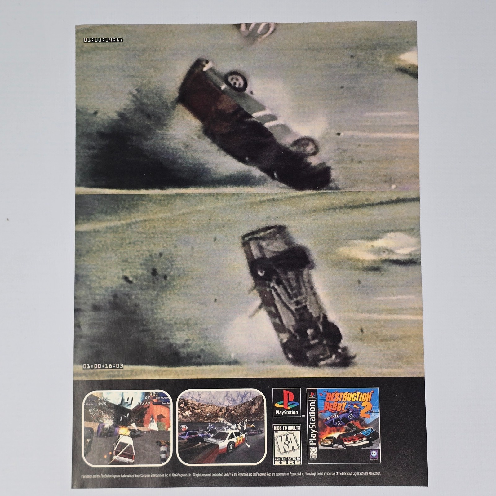 Destruction Derby 2 PlayStation PS1 Crash Print Ad/Poster
