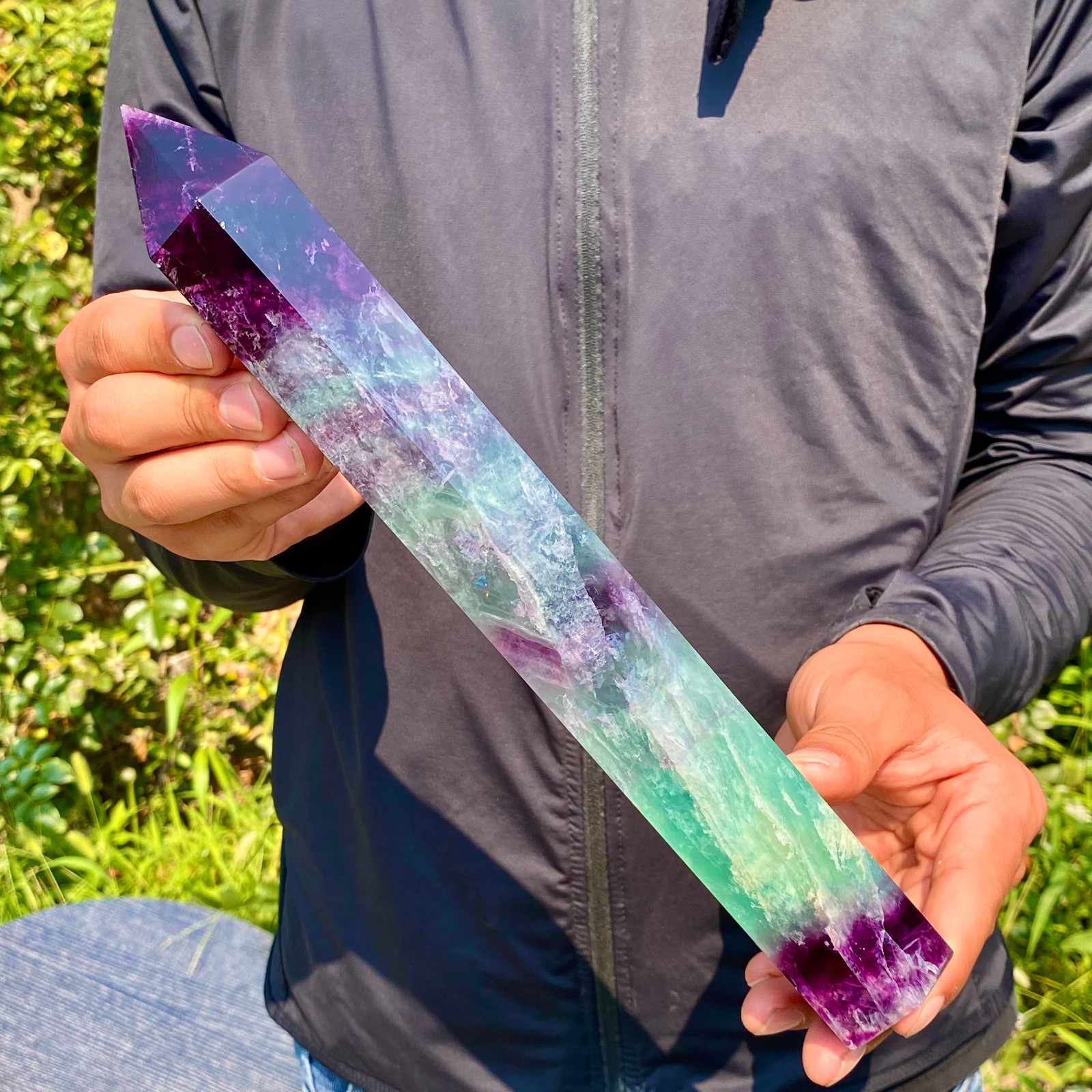 2.5LB  Natural unique colored fluorite pillar quartz crystal sample