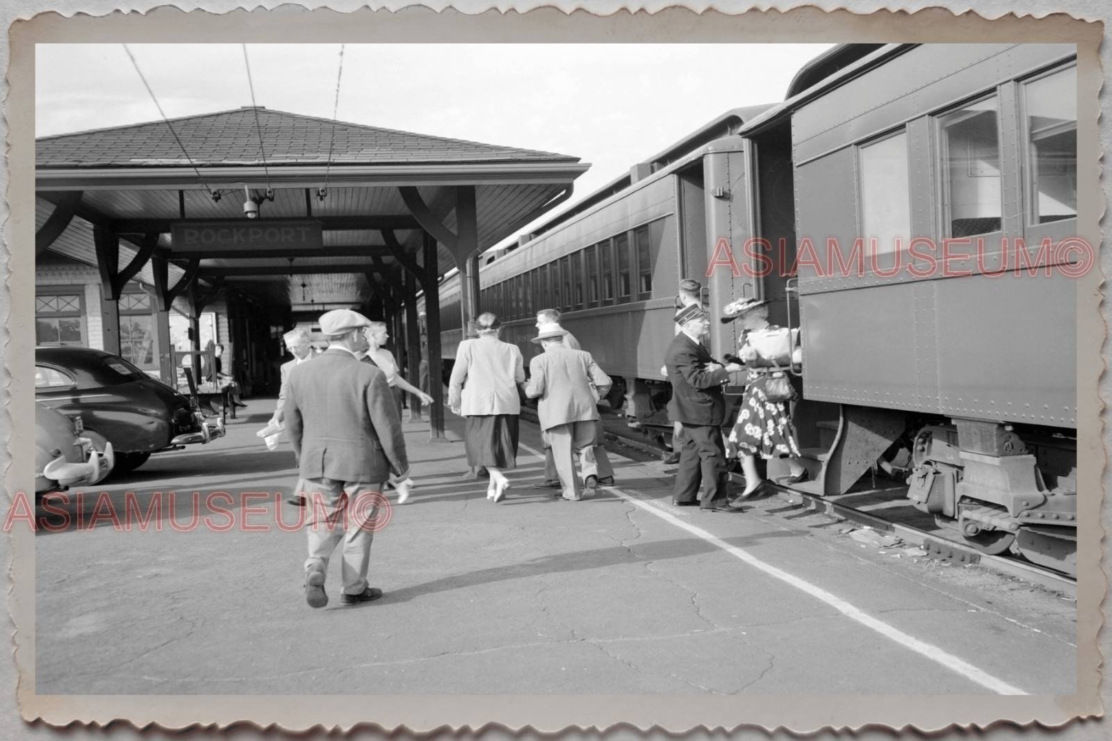 50s ROCKPORT ARANSAS TEXAS AMERICA TRAIN STATION MAN VINTAGE USA Photograph 9080
