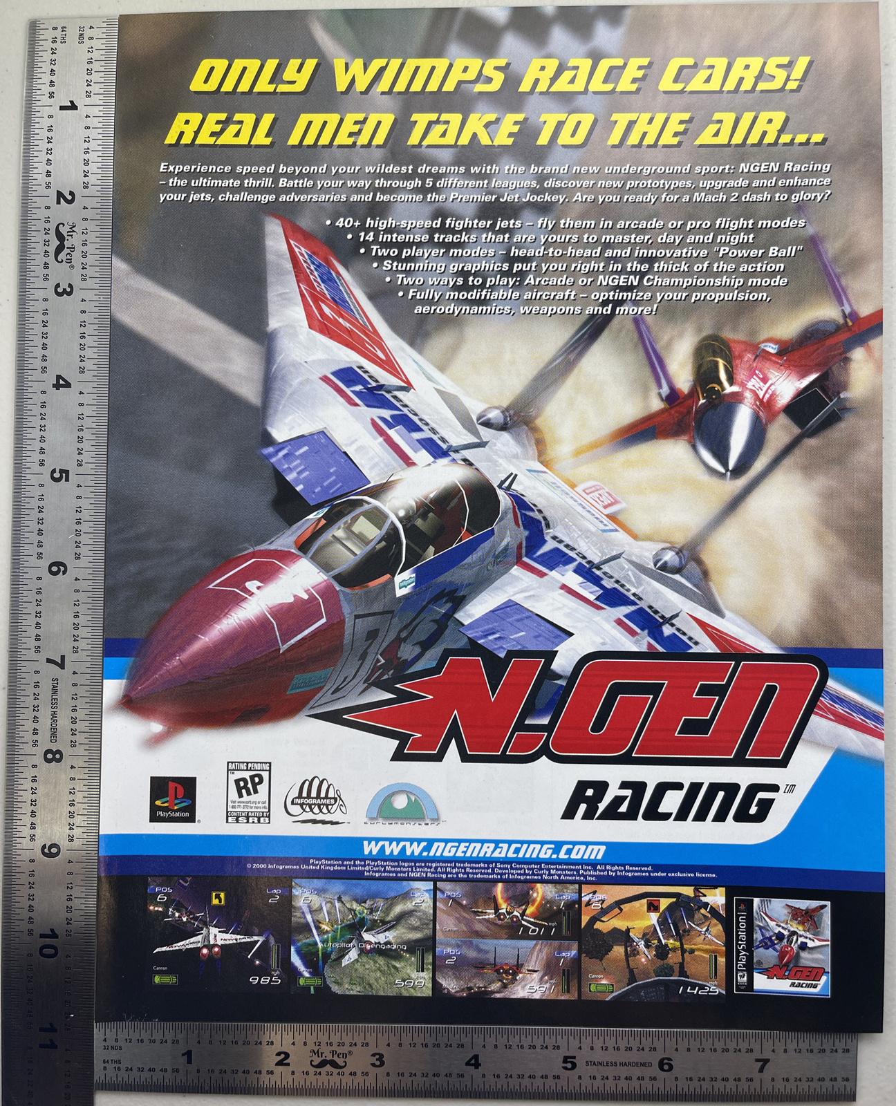2000 NGEN Racing Video Game Print Ad Art Rare PS1 PlayStation N.GEN Fighter Jet