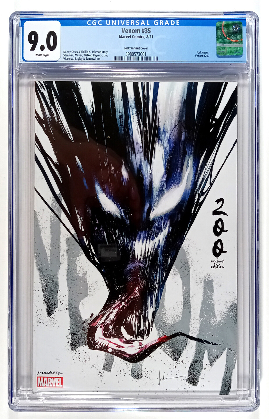 Venom #35E CGC 9.0 1:500 Retailer Incentive Jock VAR White Pgs  (2021) Marvel