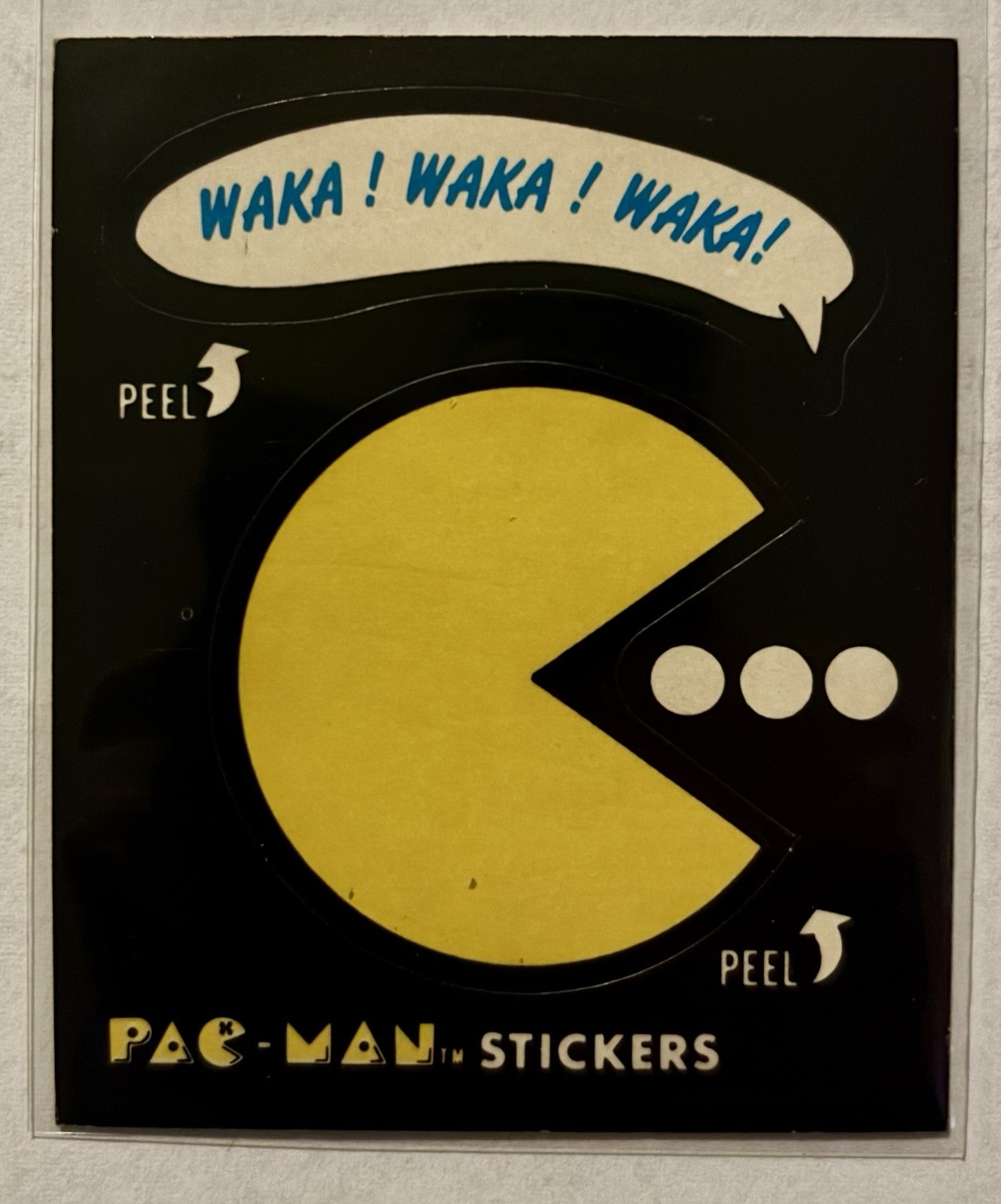 1980 FLEER #1 PAC MAN *KEY ROOKIE CARD* SERIES 1 NO EYES WAKA  EX/NM sticker rc