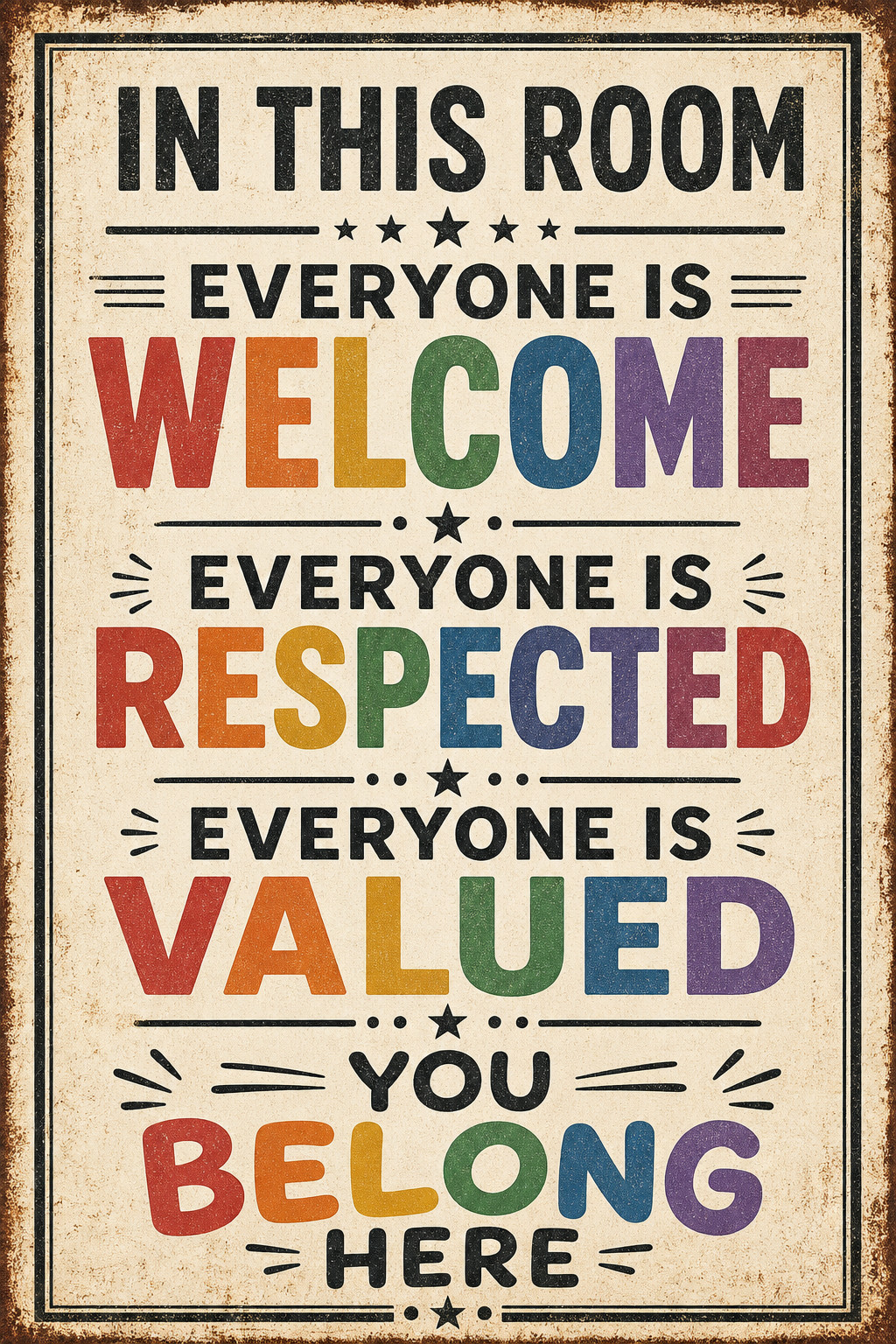 This Room Is A Safe Place Rainbow Art 8x12 Inclusive Teacher Metal Tin Wall Sign
