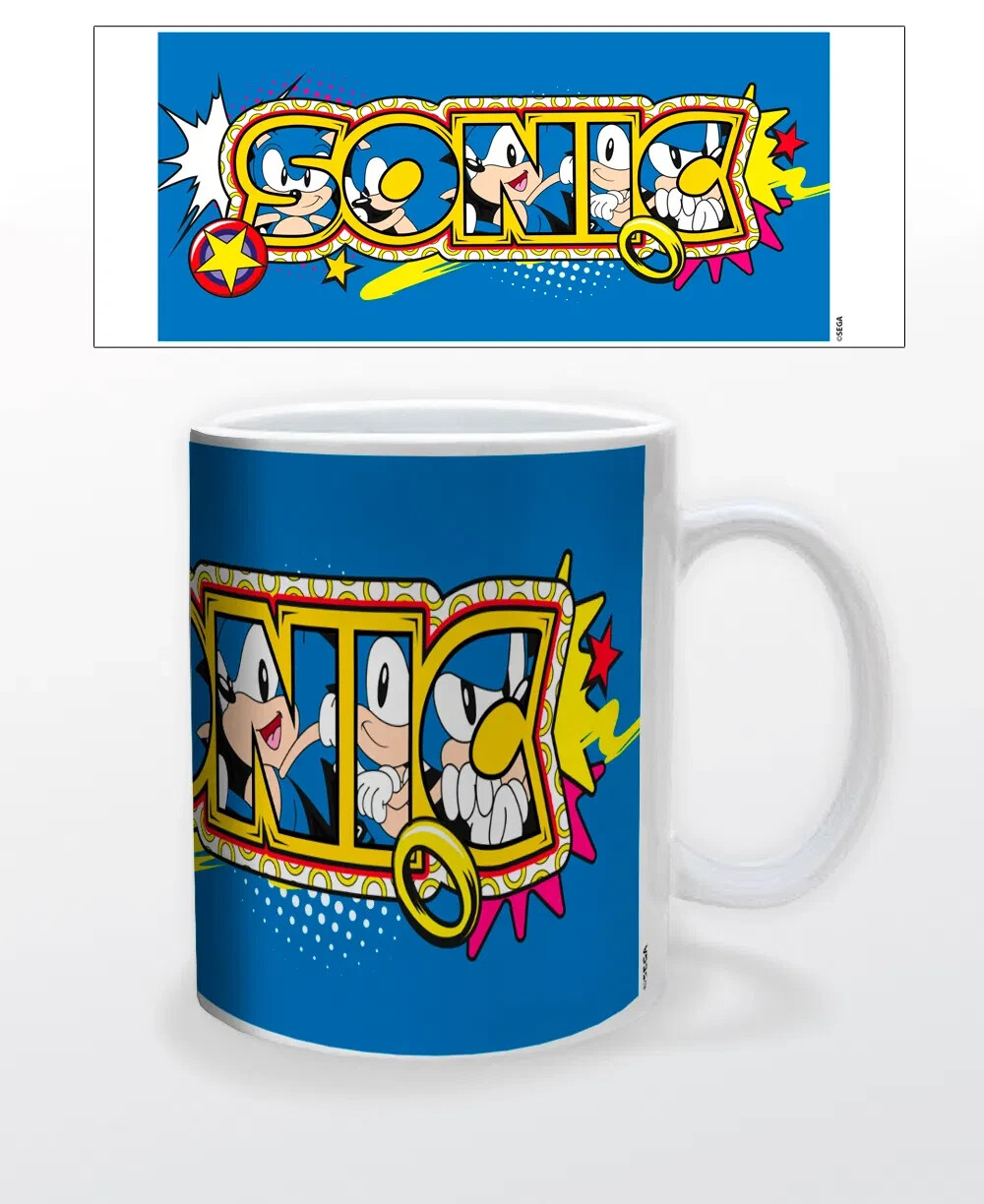 SONIC THE HEDGEHOG TEXT 11 OZ MUG GIFT VIDEO GAMES SEGA NINTENDO GIFT ICONIC FUN