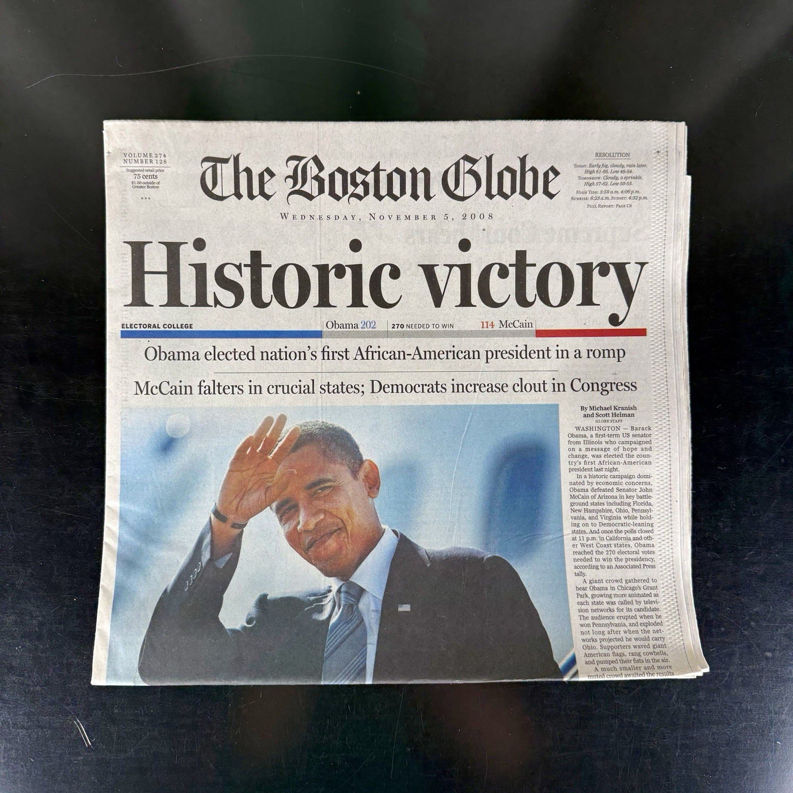 Boston Globe - November 5 2008 