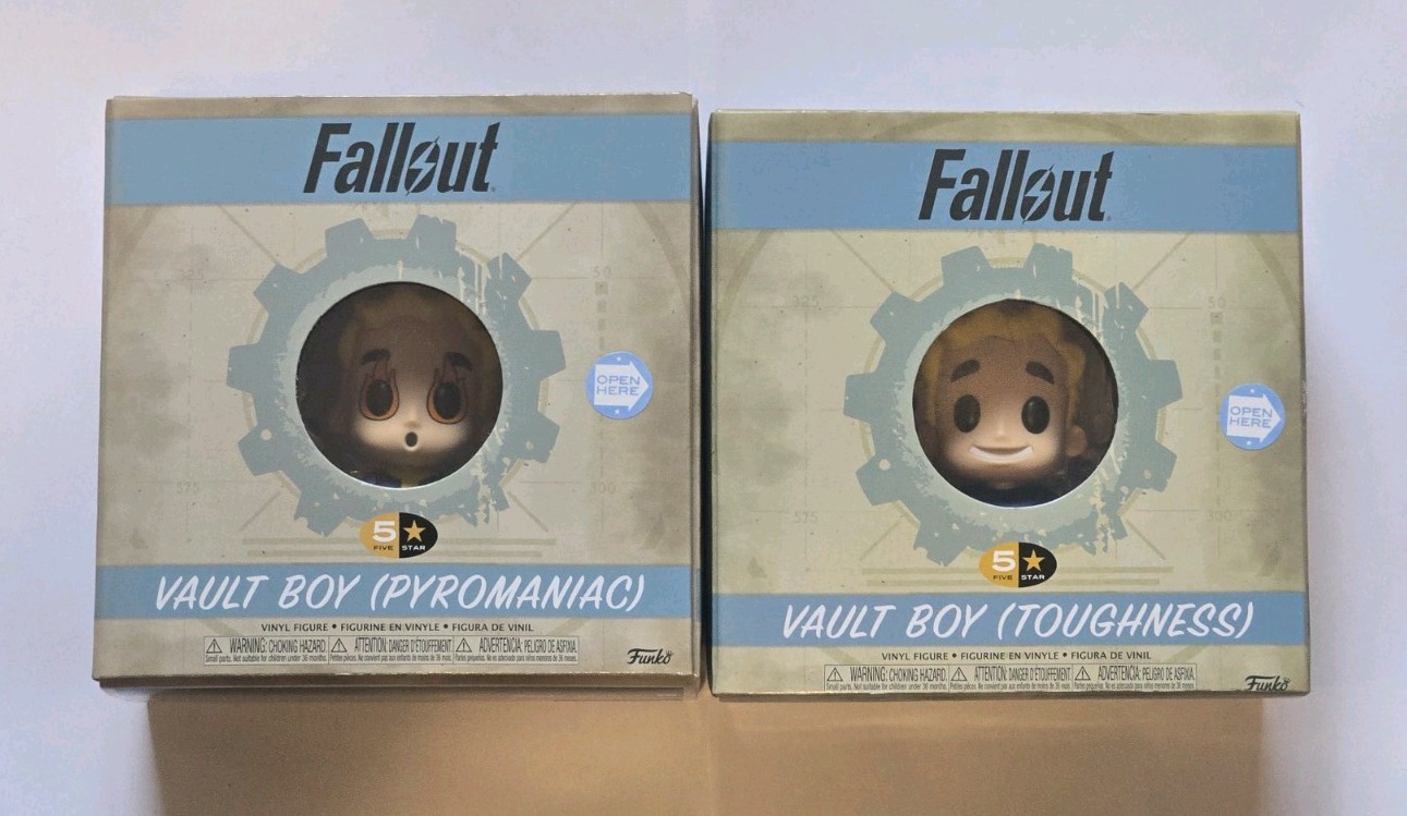 Fallout Funko 5 Star Lot (2) Vault Boy Pyromaniac And Toughness 3