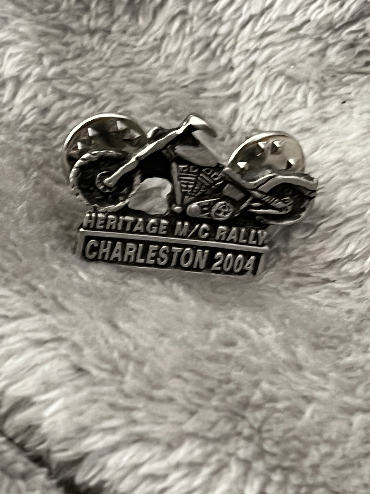 Vintage 2004 Heritage Motorcycle Rally Charleston Harley Small Bike Pewter Pin