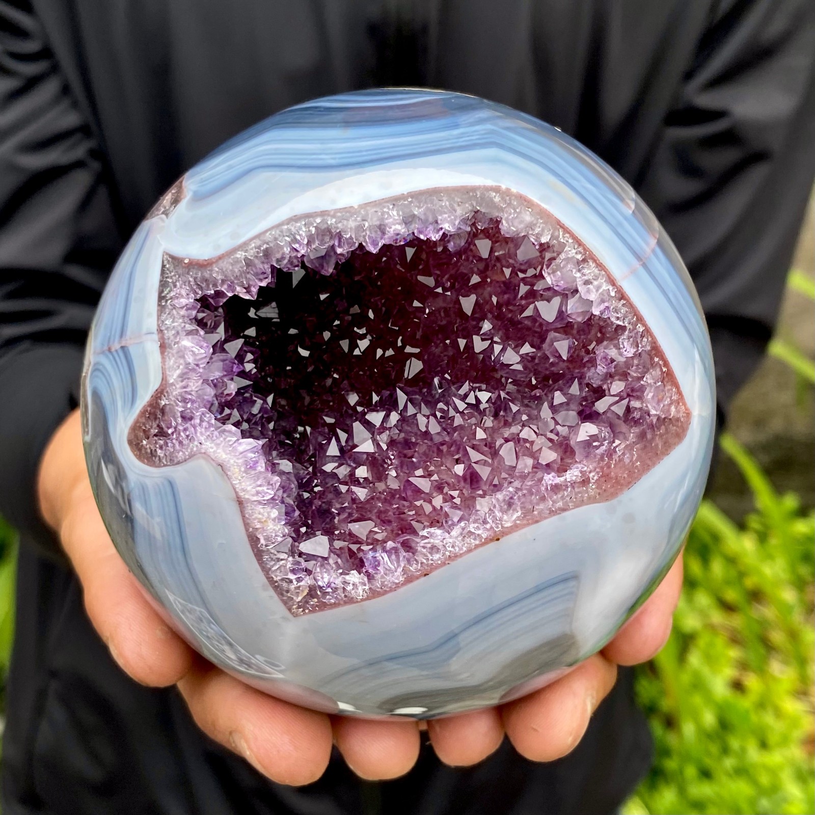 2.64LB Natural amethyst Agate Crystal ball Quartz Mineral Specimen Healing