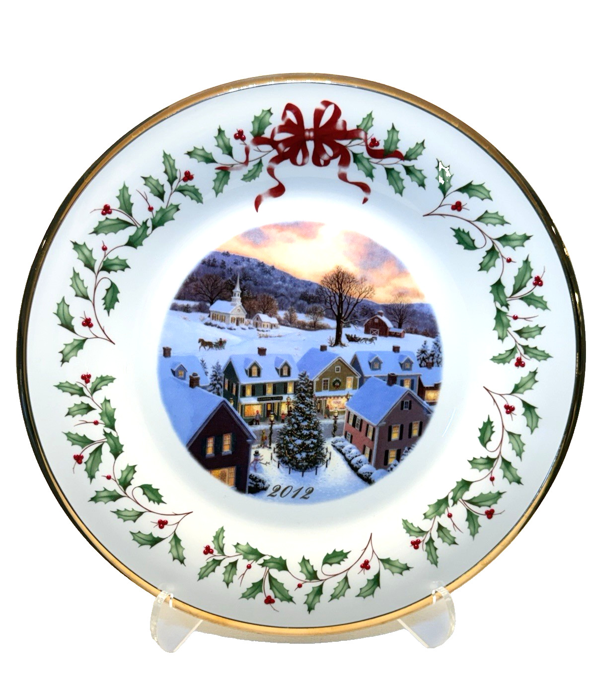 Lenox 2012 Annual Holiday Collector Plate Snowy Village 22nd Series - New No Box