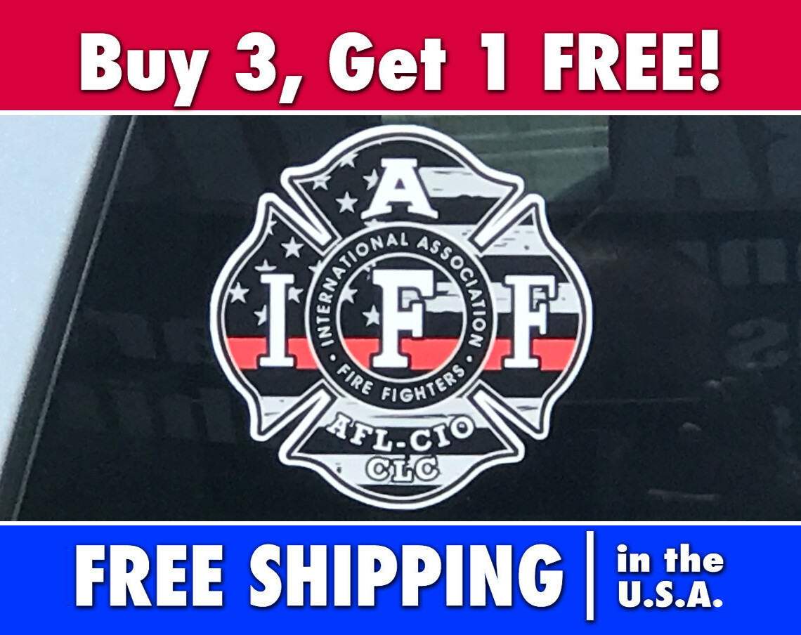 IAFF Sticker Firefighter Decal Bumper Sticker, IAFF Firefighter Flag Sticker 
