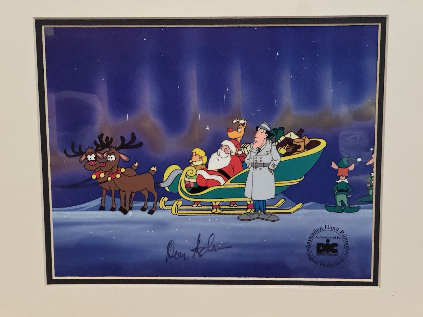 inspector gadget cel Signed By Don Adam’s Hand Painted Christmas Santa
