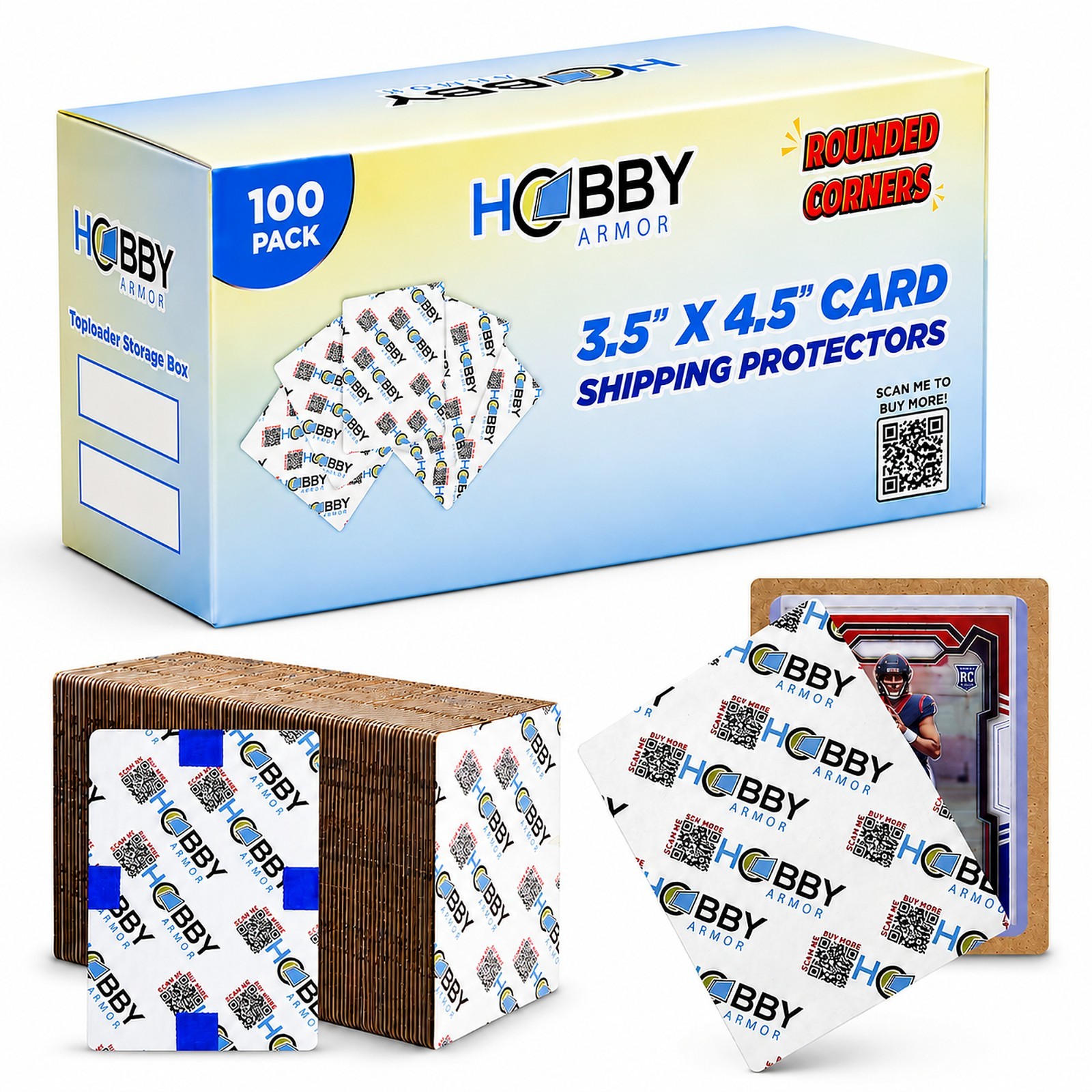Hobby Armor Premium Cardboard Card Shipping Protectors for Trading Cards 3.5x4.5