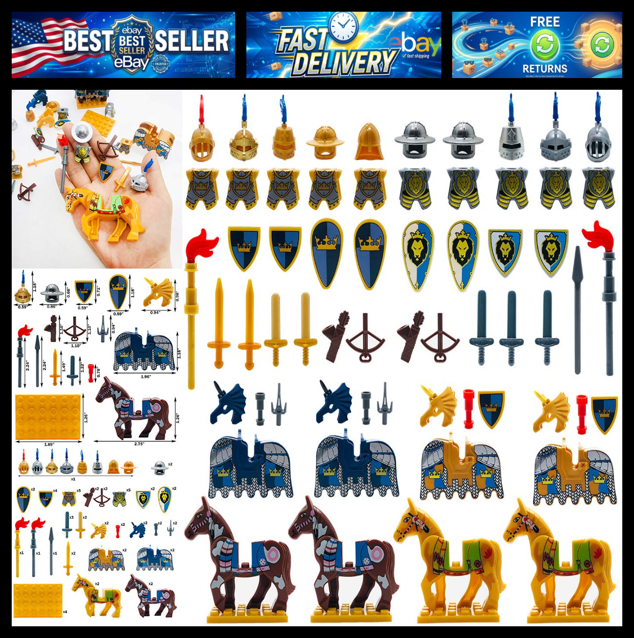 Miutrue Medieval Weapons Accessories Knights Block Toy with Figures (10 Sets Wea
