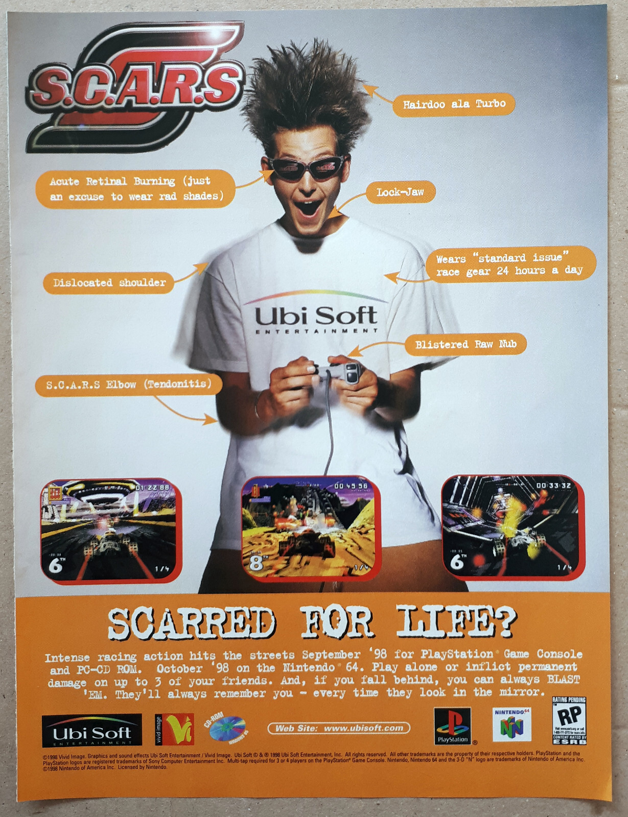 Magazine Print Ad SCARS S.C.A.R.S. PlayStation Nintendo 64 N64 RACING Ubisoft