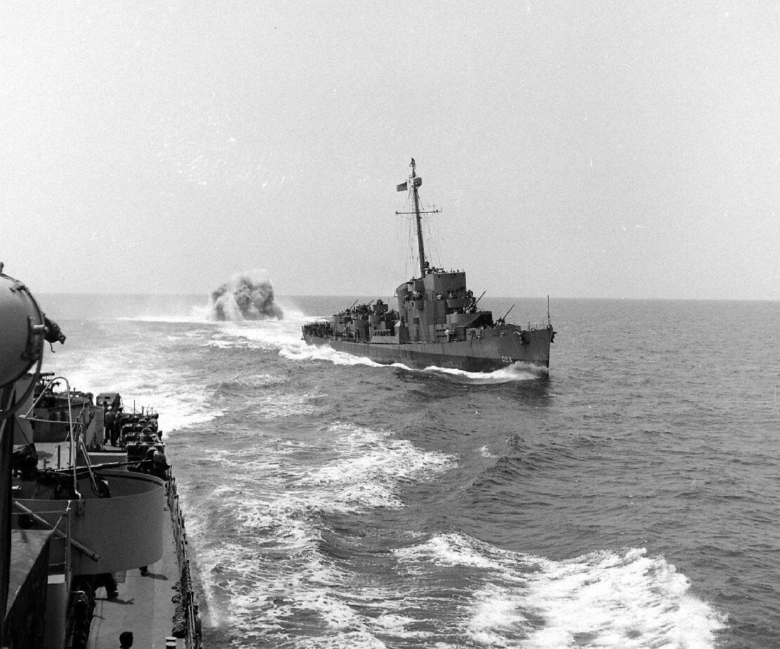 WW2 WWII Photo  US Navy Destroyer Escort Drops Depth Charges World War Two USN 
