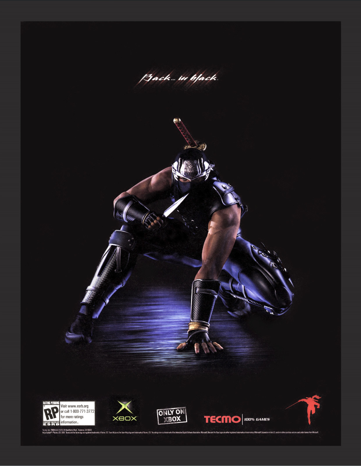 Ninja Gaiden Black Xbox 2003 Promo Game Ad Art Print Wall Poster - Glossy