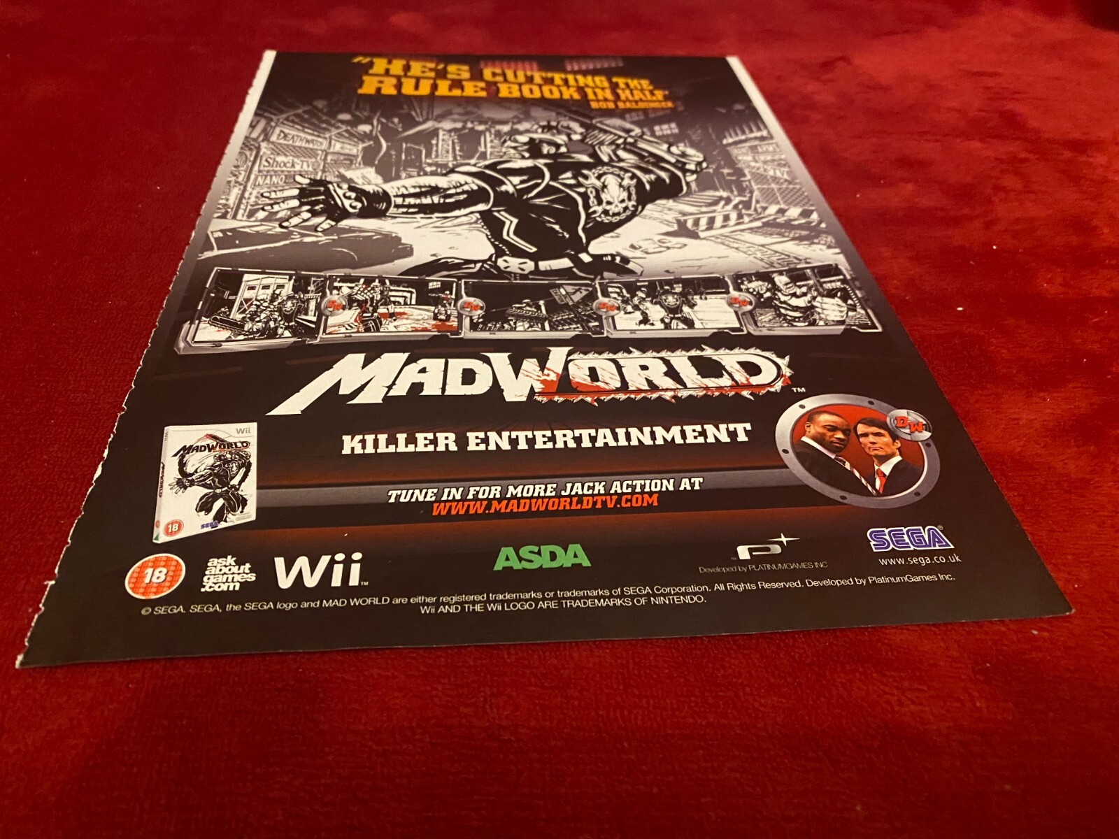 GAME1 GAME ADVERT 11X8 NINTENDO WII : MAD WORLD
