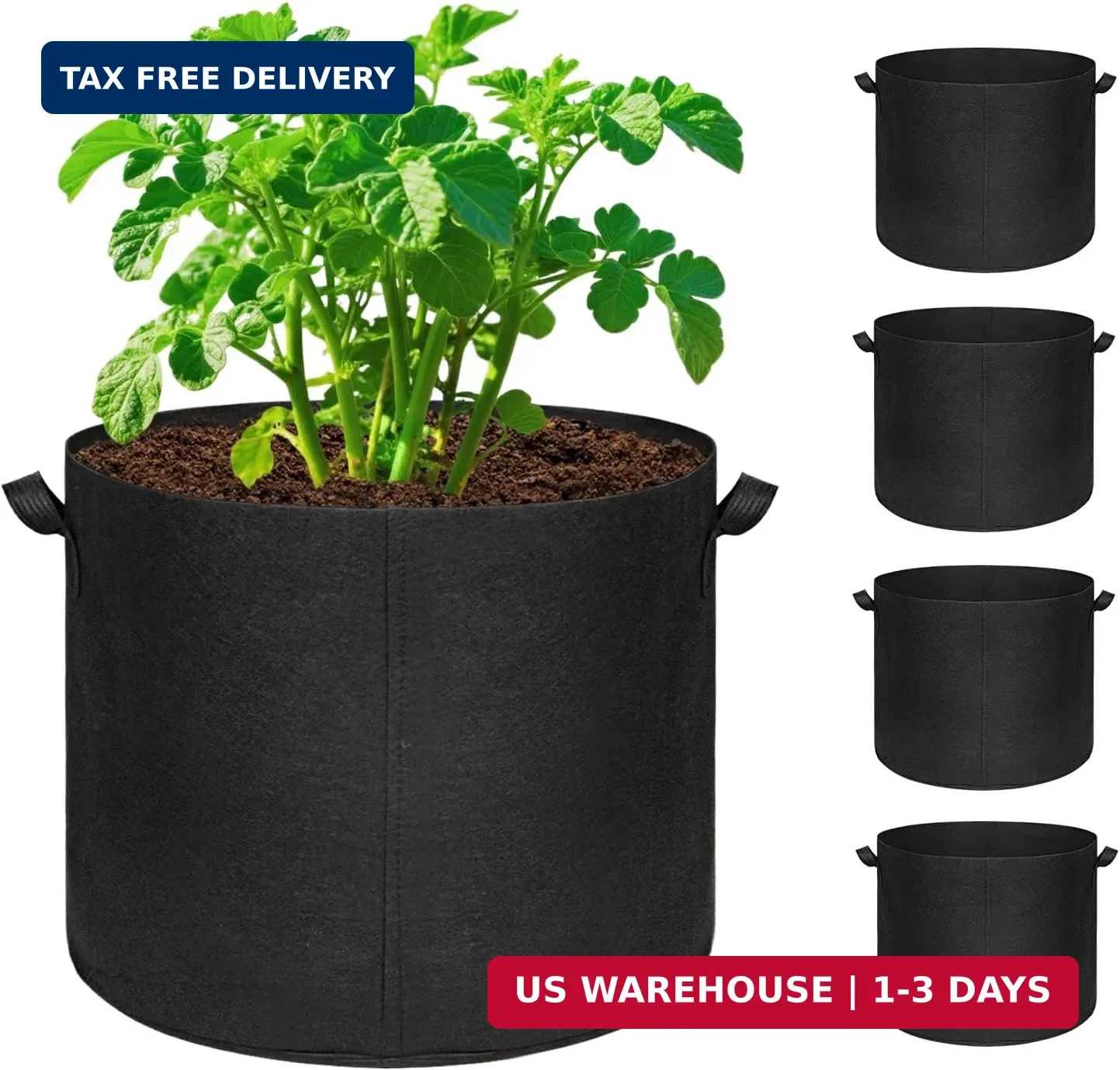 5-Pack 20 Gallon Grow Bags, Large Nonwoven Fabric Pots with Handles