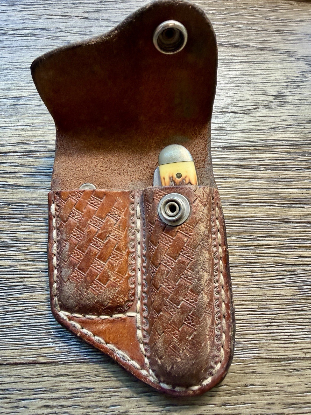 Vintage Schrade USA 285UH Uncle Henry Pro Trapper Knife Leather Belt Sheath