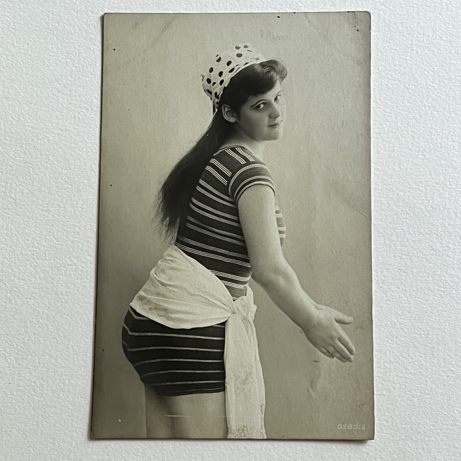 Antique RPPC Real Photograph Postcard Beautiful Woman Bathing Beauty Swimsuit