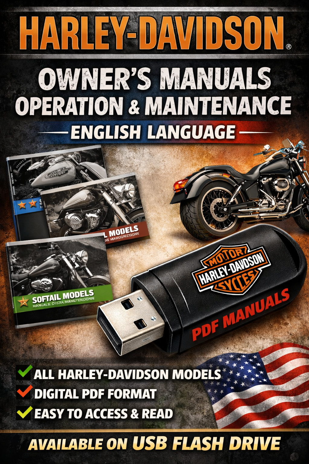 OWNER’S MANUAL ENGLISH LANGUAGE USB FLASH DRIVE ALL HARLEY DAVIDSON MODELS HD