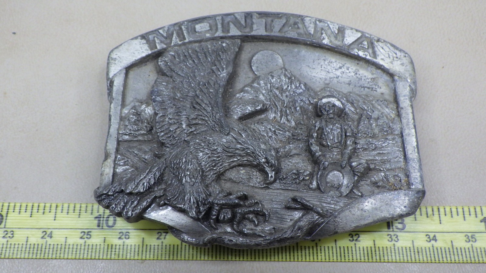 Vintage Belt Buckle Pewter Siskiyou Montana 1984
