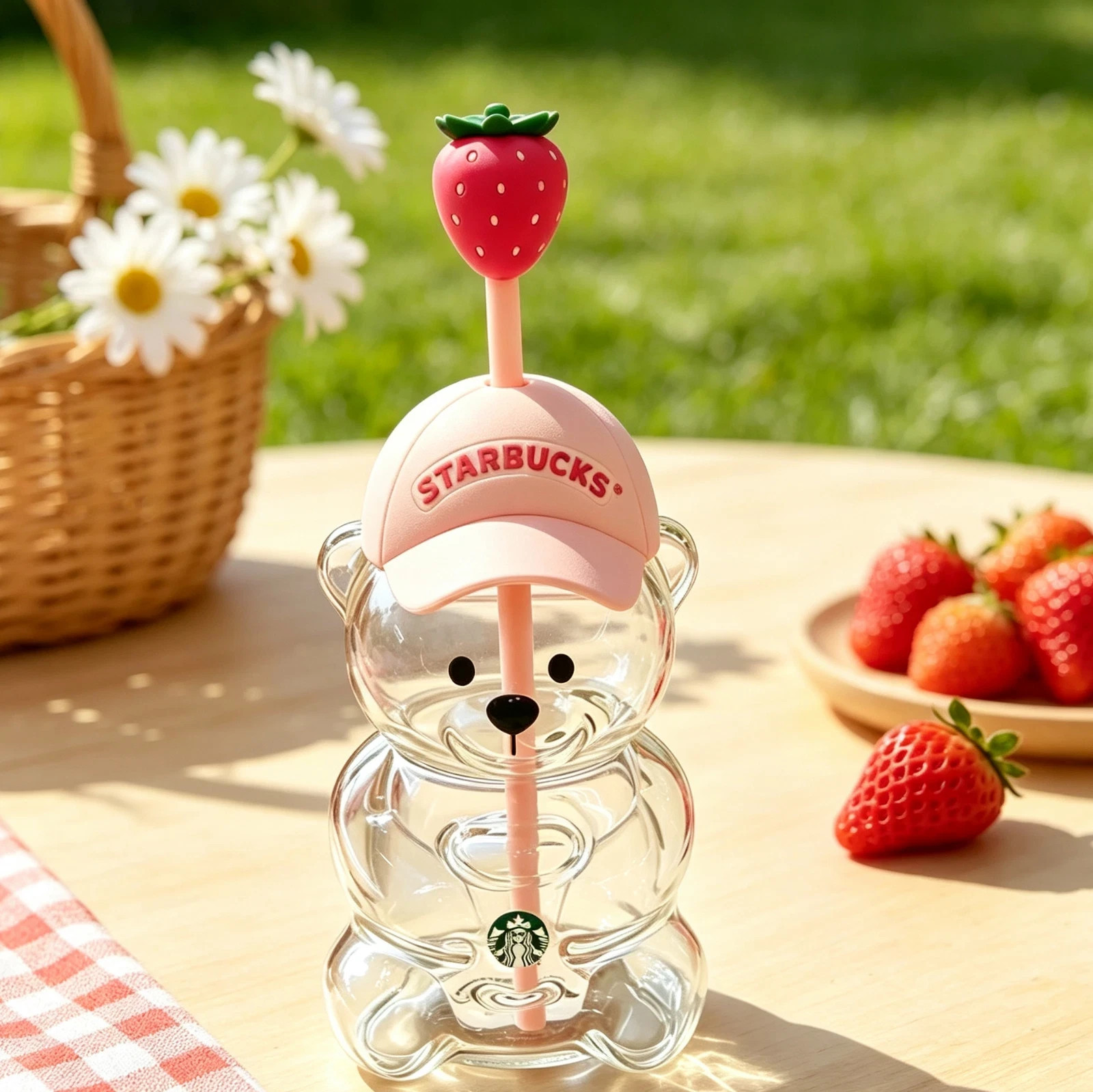 2026 Starbucks Bearista Bear Cup Tumblers Strawberry Topper Baseball Cap