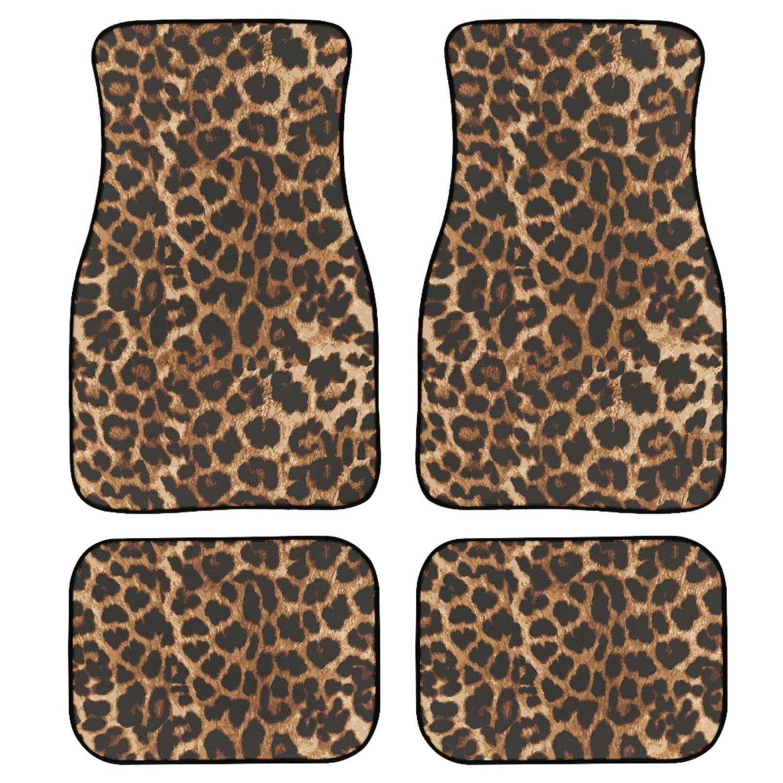 Brown Leopard Print Car Floor Mats Carpet Universal Abstract Cheetah Pattern ...