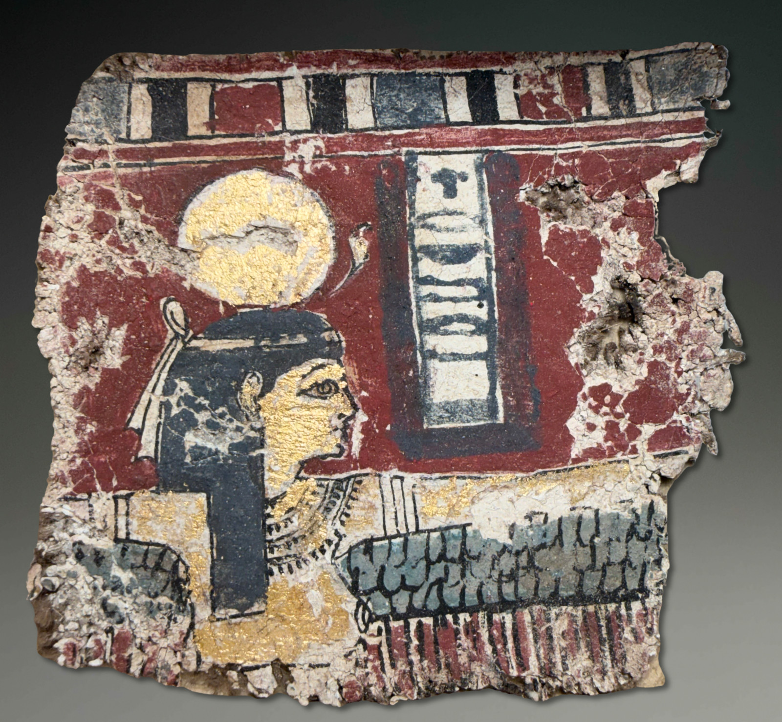 Egypt, Ptolemaic Period. Polychrome Gold Cartonnage of Maat. ca. 332-30 BC.