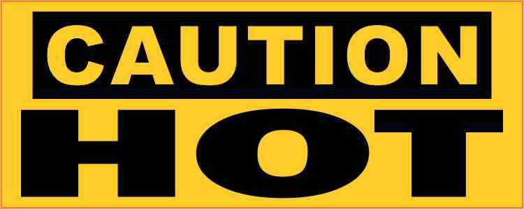 5in x 2in Caution Hot Sticker Car Truck Vehicle Bumper Decal