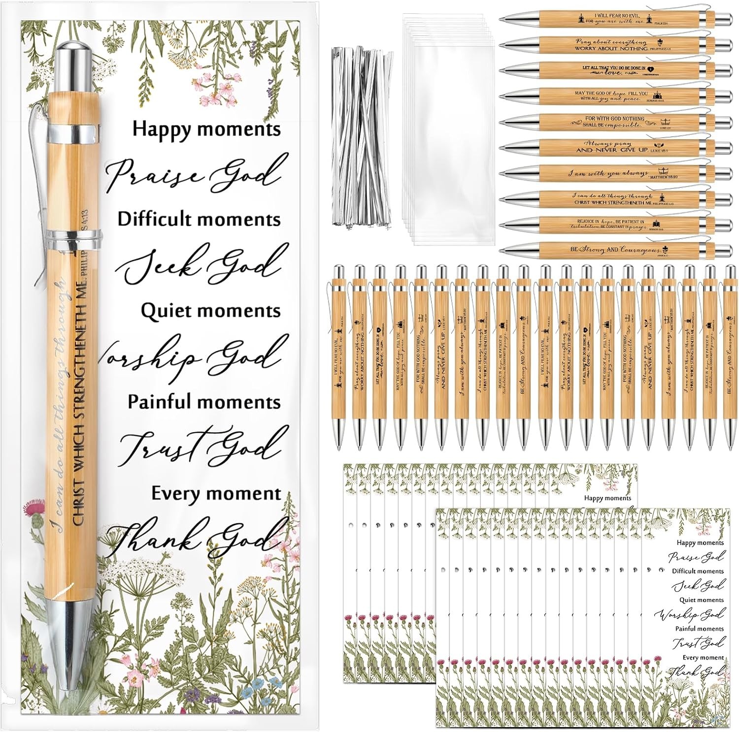 30 Set Christian Gifts: Bible Verse Pens & Bookmarks for Church