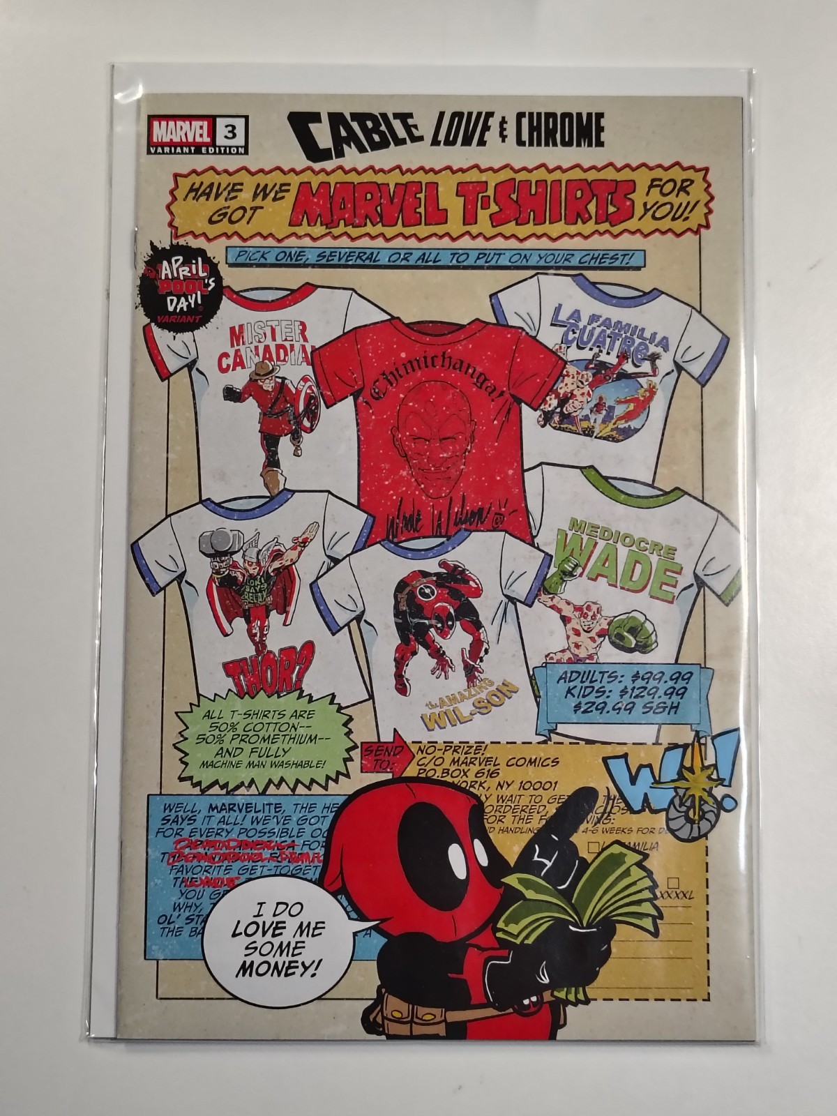 Cable: Love & Chrome #3 Matthew Waite April Pools Day Remarked Signed w/COA