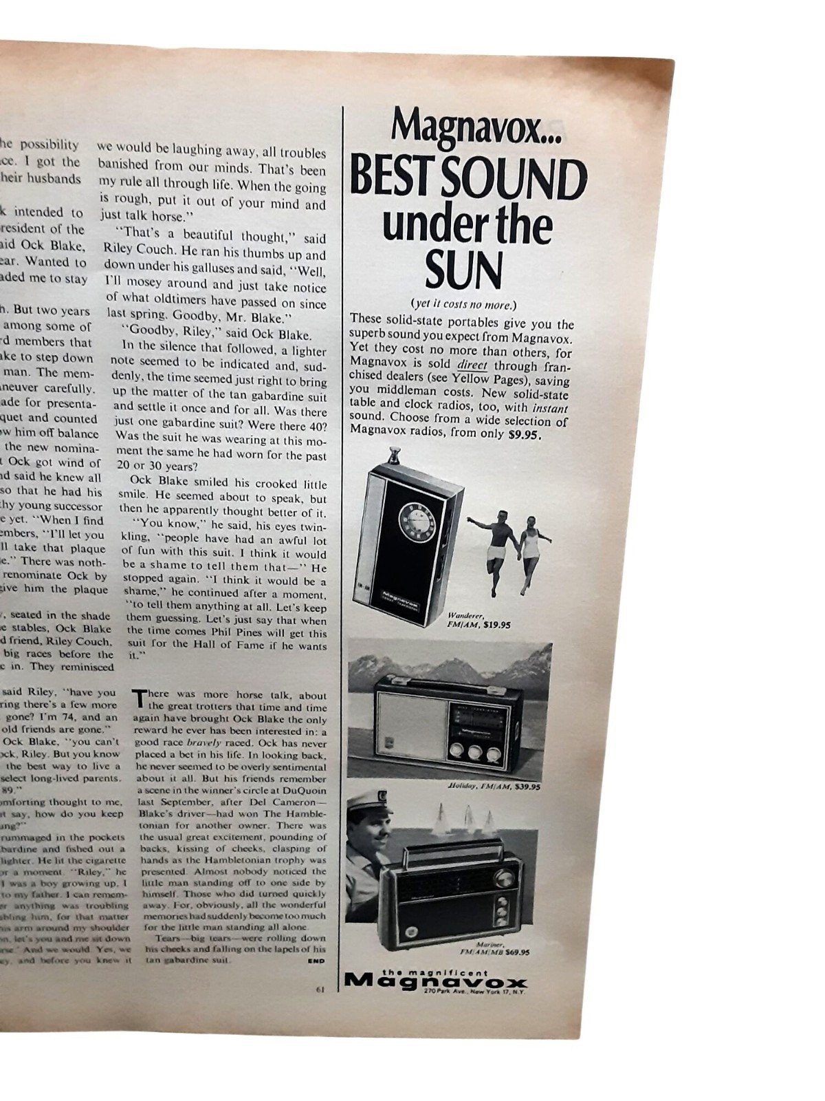 1966 Magnavox Radio Vintage Print Ad 3 x 11 FM AM Portable Radios