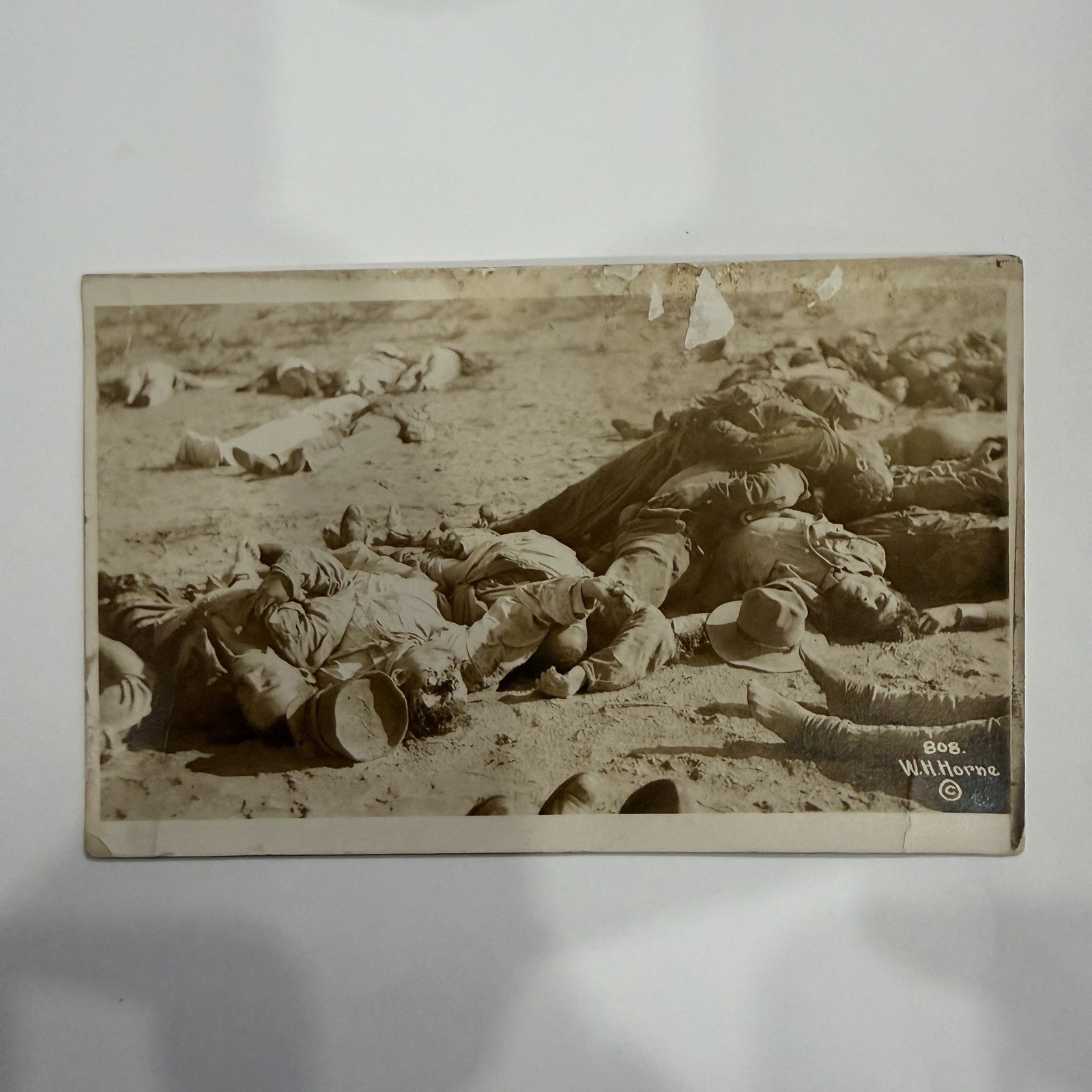 1913 W.H. HORNE RPPC #808 Mexican Revolution Ojinaga Battlefield Dead War Photo
