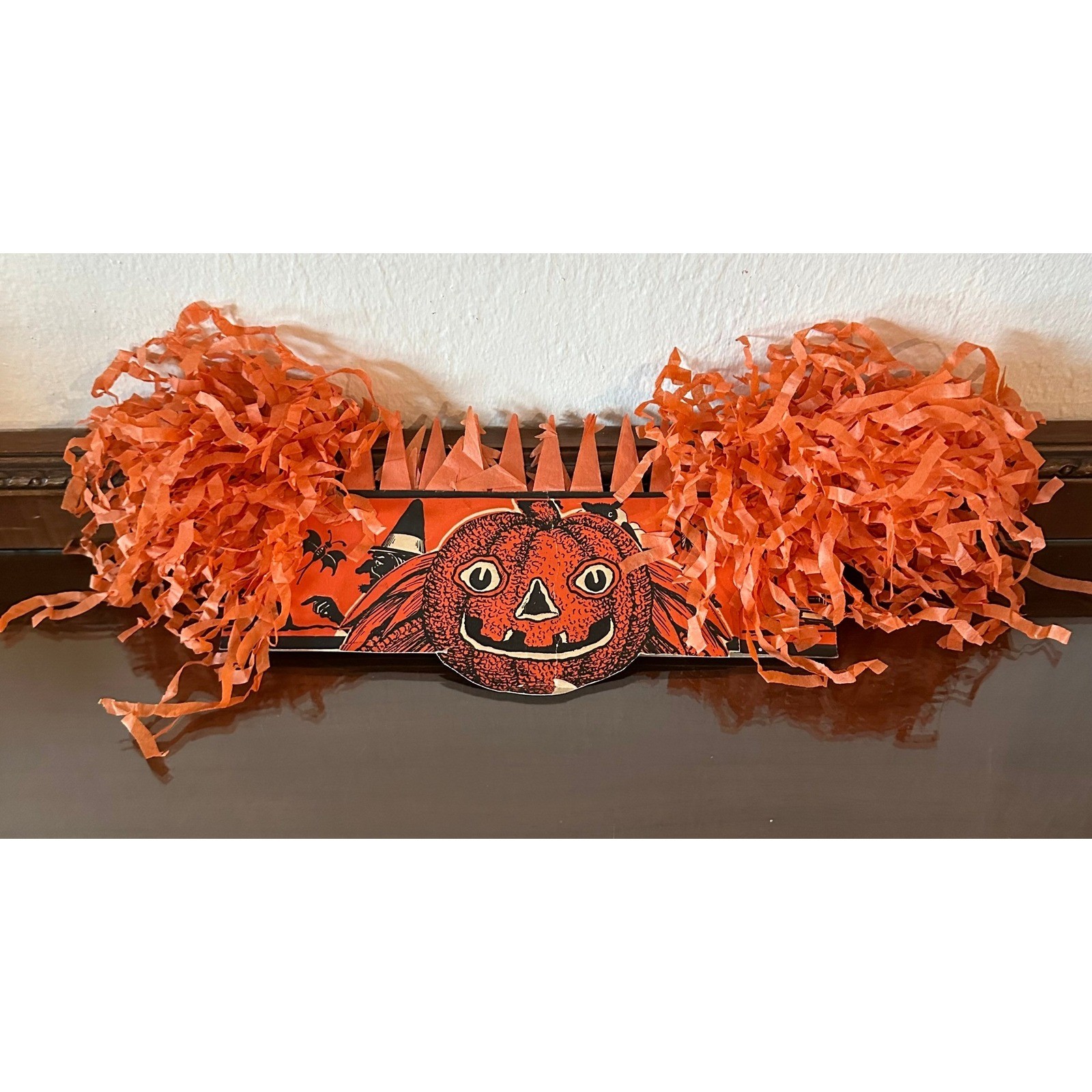1920-1930s Vintage Halloween Hat w/ Crepe Paper Beistle Decoration Ephemera