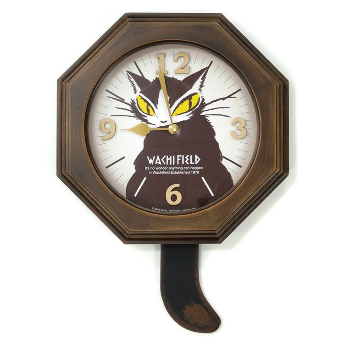 Wachifield Pendulum Clock Neko no dayan Japan  Amber Eyed Cat Clock