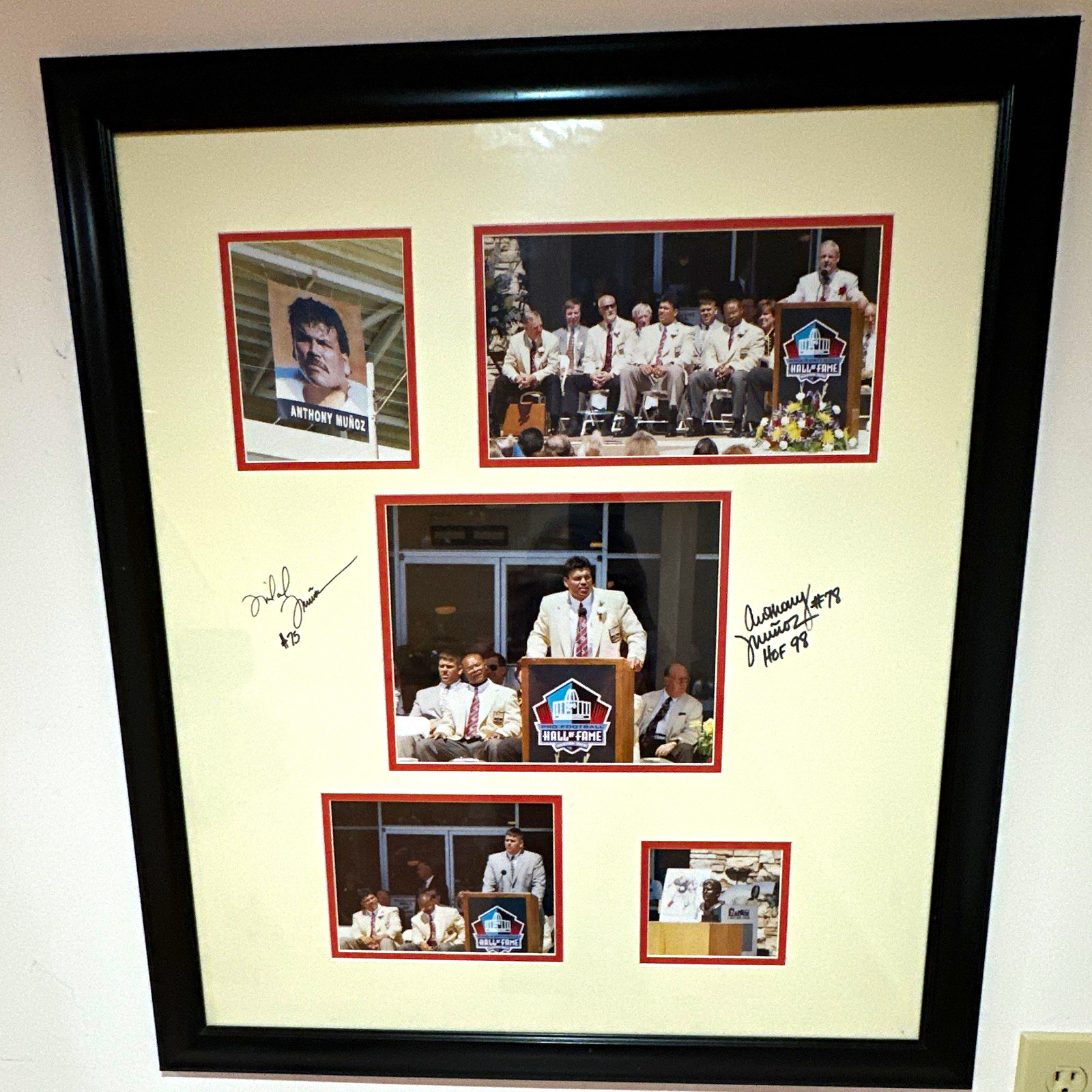 Anthony Munoz Signed Framed HOF 98 Photo Collage Autograph Inscribed #78 Bengals