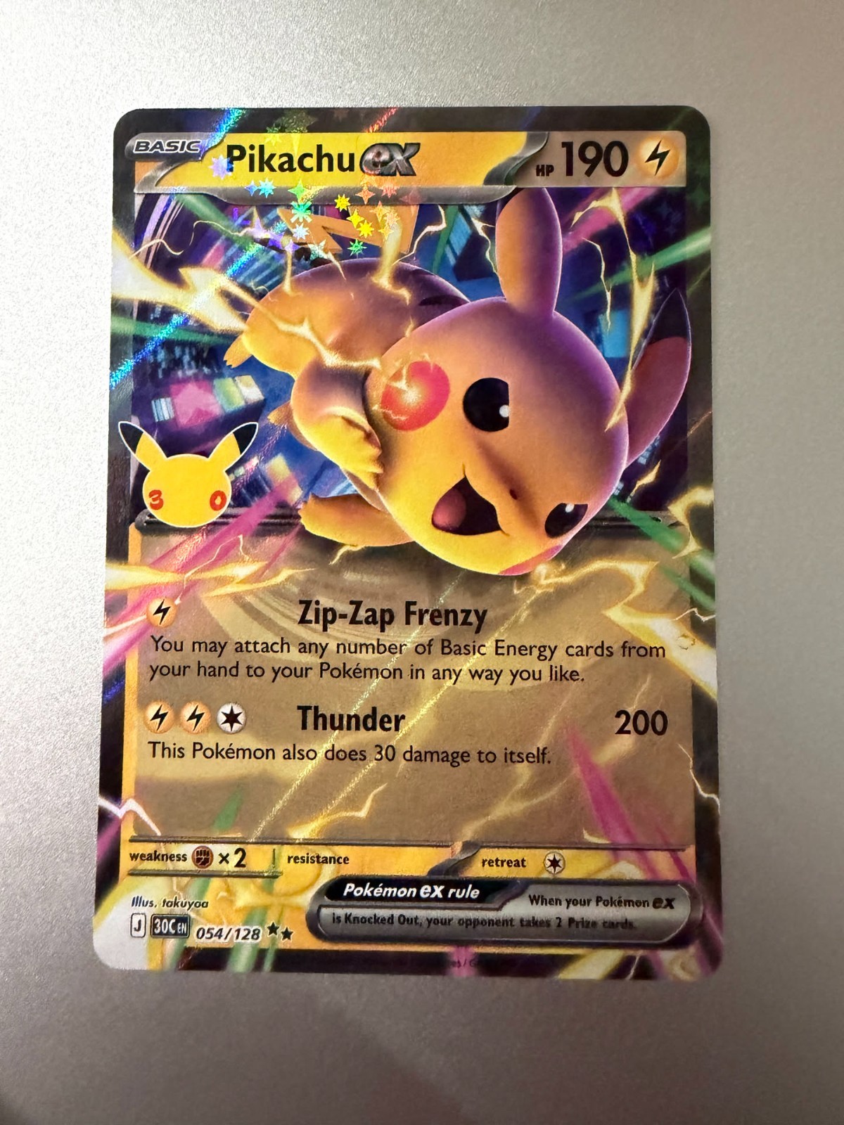 Pokemon TCG 30th Celebration Pikachu ex 054/128