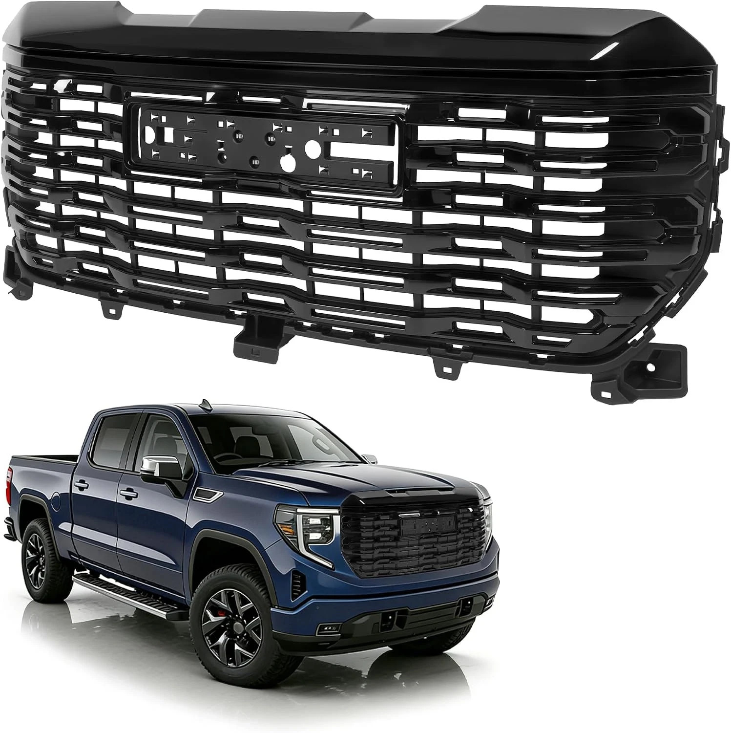 Front Grill Compatible with 2022-2025 GMC Sierra 1500 Denali Front Bumper Grille
