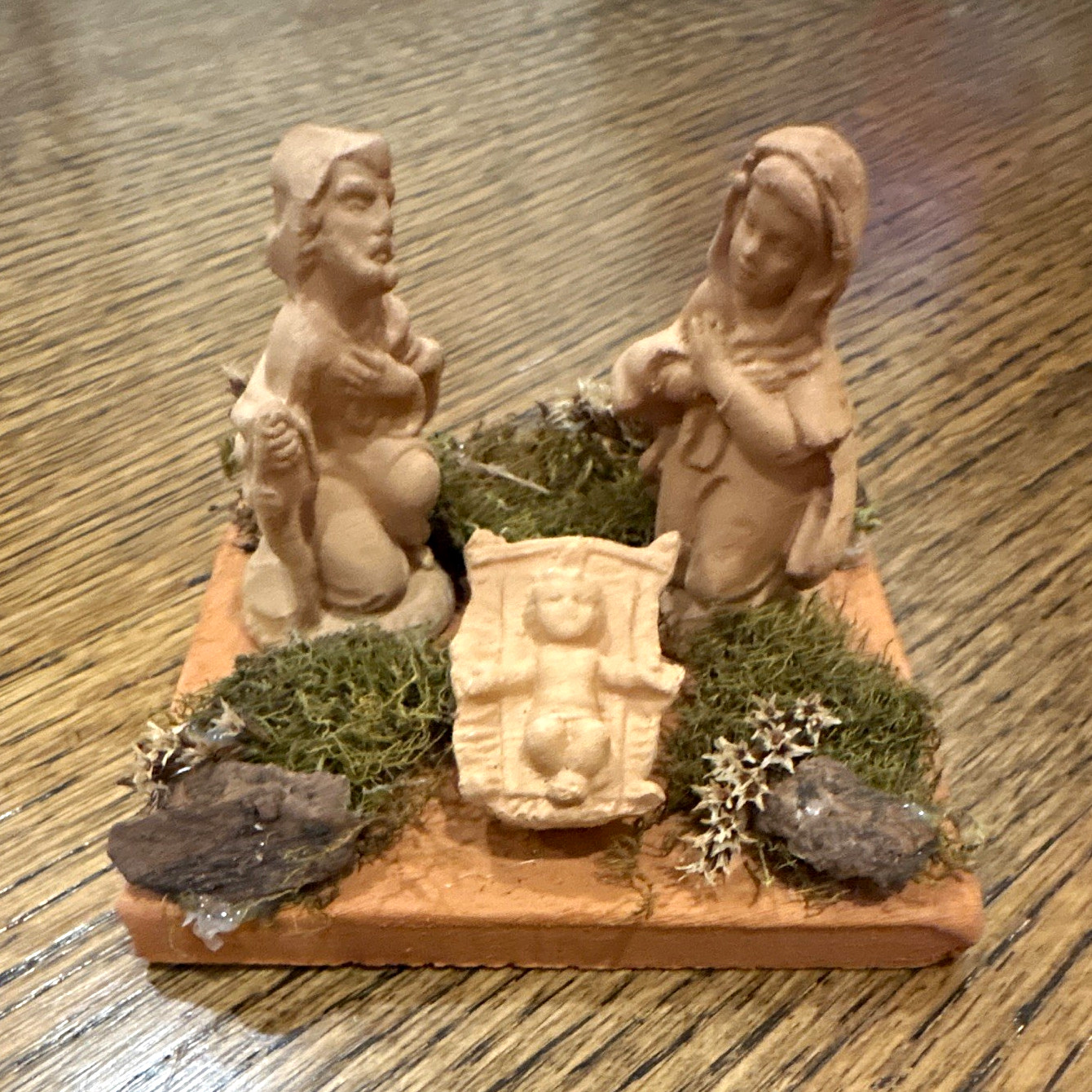 Vintage Italian Terra Cotta Clay Nativity Set Manger Scene, Hand-Made in Italy