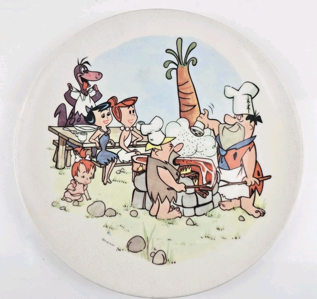 RARE Vintage Hanna-Barbara Flintstones Fred Dino Pebbles Wilma Melmac plate 10”