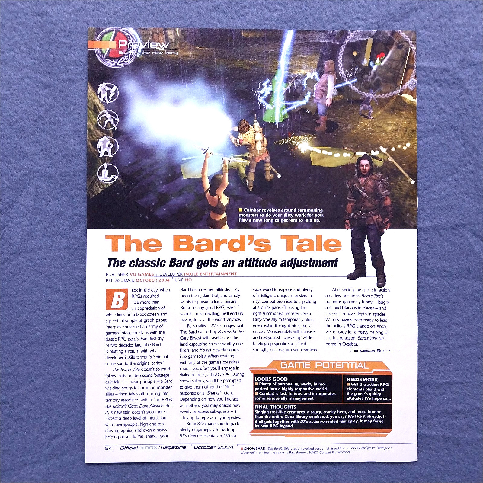 2004 The Bard's Tale Game Preview Promo Vintage Magazine Article Original Print
