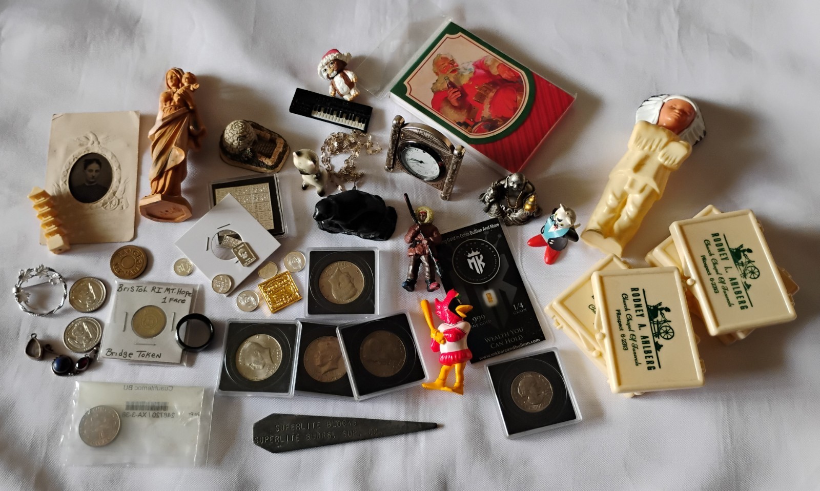Estate Lot-Vintage Junk Drawer, .999 Collectibles,Jewelry, Toys,Trinkets,Coins