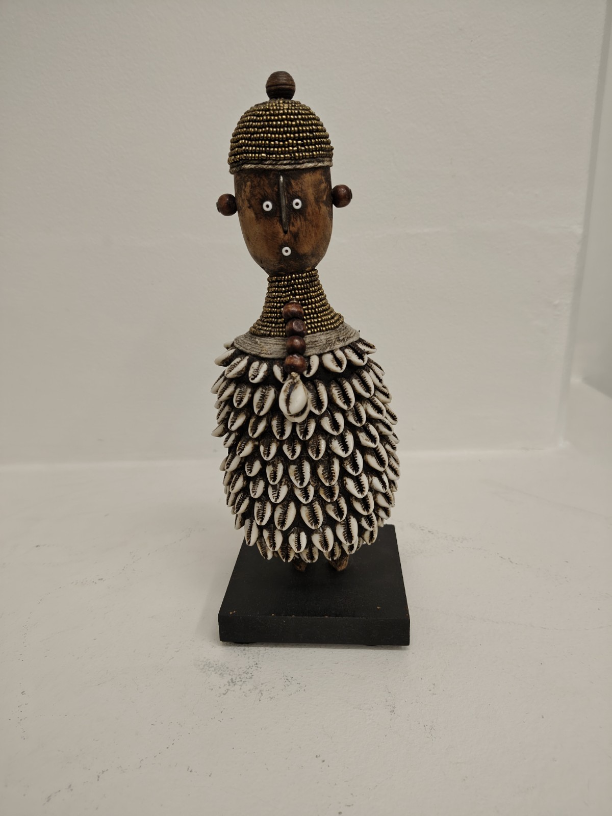 Namji Namchi Fertility Doll Cameroon Beaded Cowrie Shell African Figure Stand