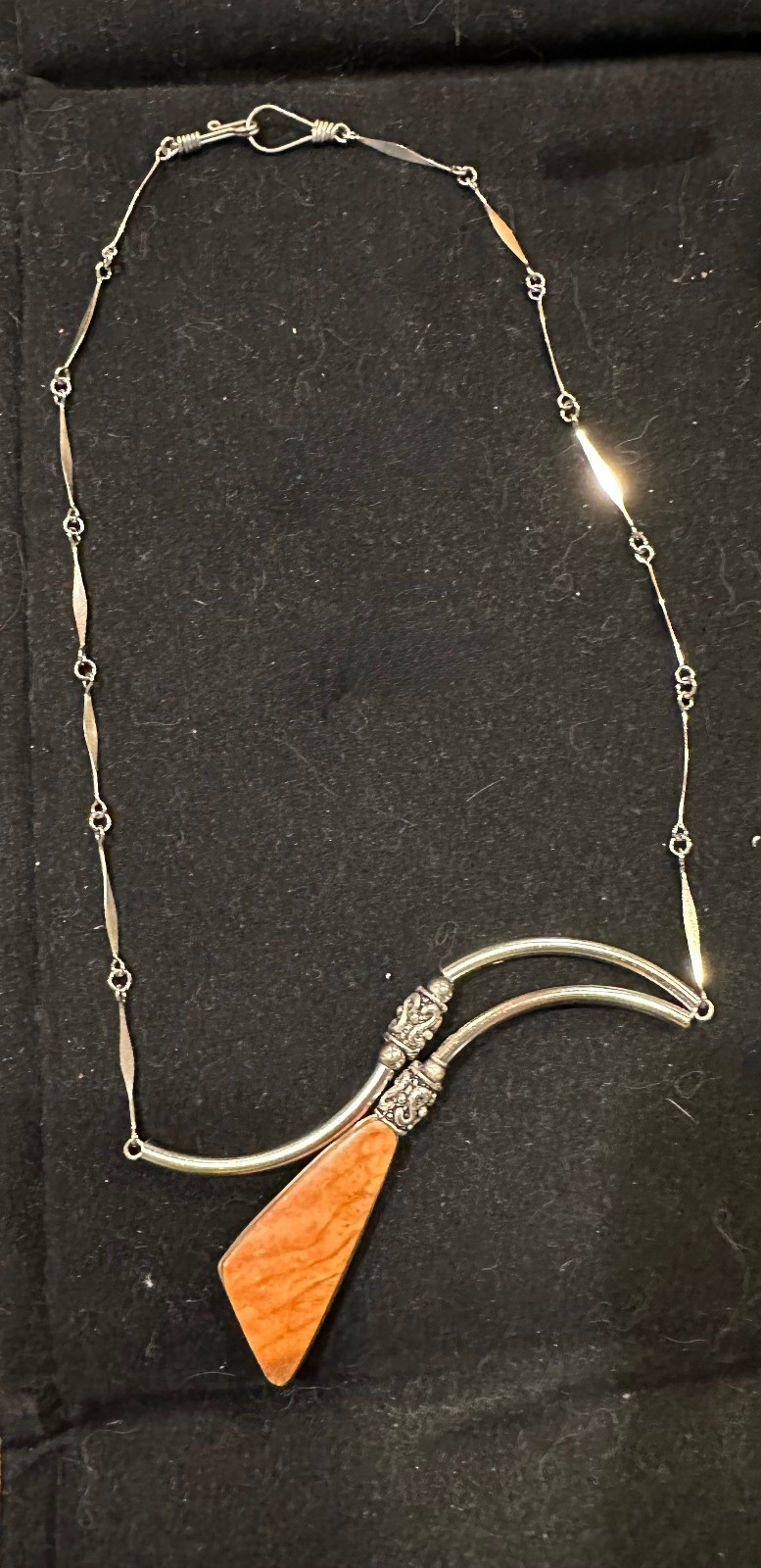 Vintage, Navajo Spiney Oyster,  Sterling sliver necklace.   Original design.